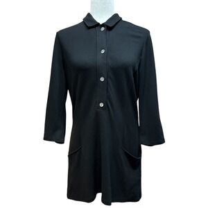 J. McLaughlin Tunic 3/4 Sleeve Black Top Women's Size Large‎